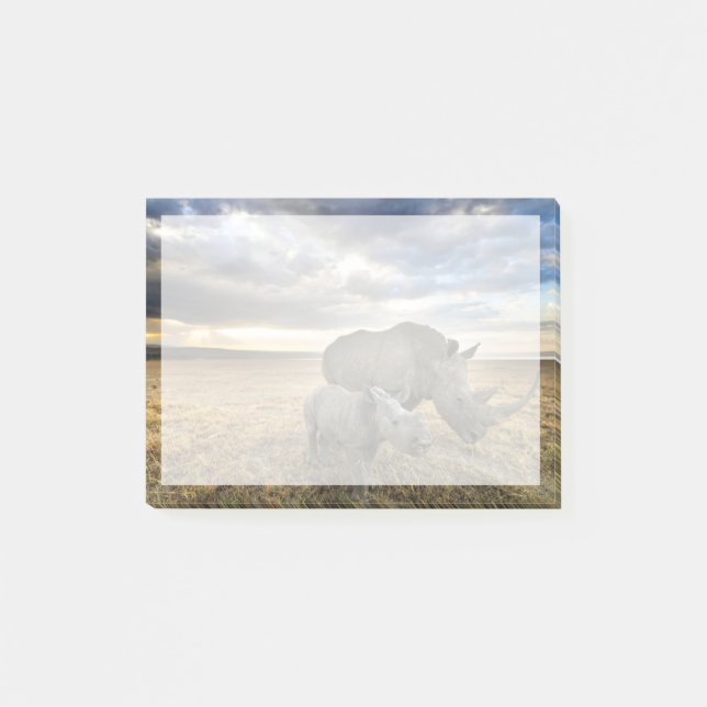 Cutest Baby Animals | White Rhino & Calf Post-it Notes (Front)
