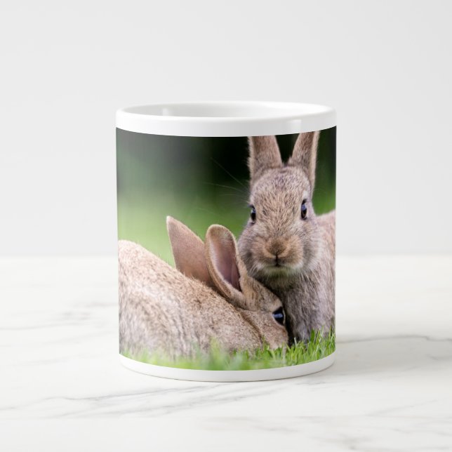 Cutest Baby Animals | Wild Bunny Rabbits Giant Coffee Mug (Front)
