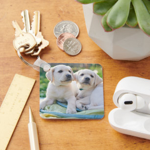 Cutest Baby Animals Yellow Labrador Retrievers Keychain