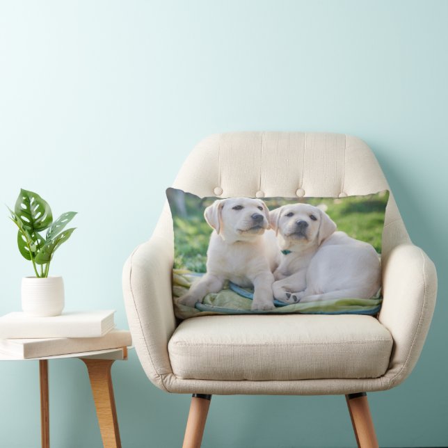 Cutest Baby Animals | Yellow Labrador Retrievers Lumbar Pillow (Chair)