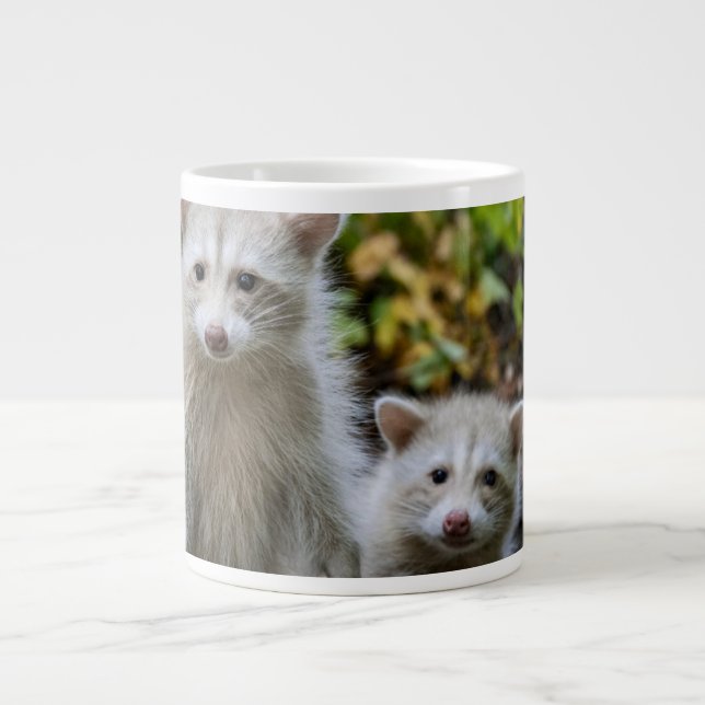 Cutest Baby Animals | Young Blonde Raccoons Giant Coffee Mug (Front)