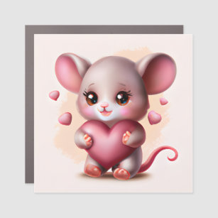 Cutest Baby Mouse with Valentine's Heart  Car Magnet
