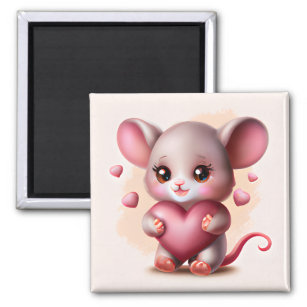 Cutest Baby Mouse with Valentine's Heart   Magnet
