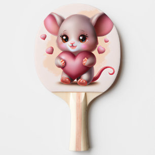 Cutest Baby Mouse with Valentine's Heart Ping Pong Paddle