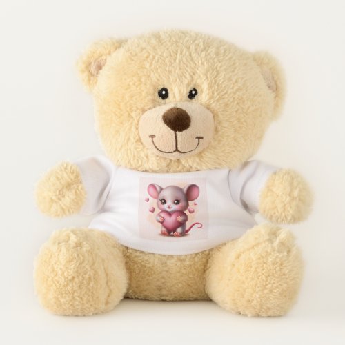 Cutest Baby Mouse with Valentines Heart   Teddy Bear