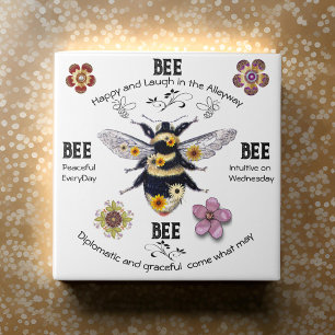 Cutest Bee Sayings Flowers Positive Ceramic Tile