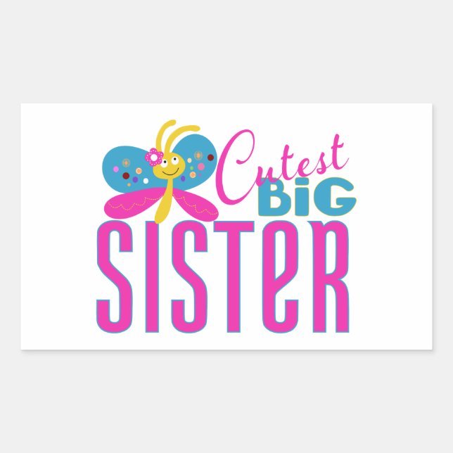 Cutest Big Sister - Butterfly Rectangular Sticker (Front)