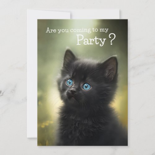 Cutest Black Kitten Irresistible Party Invitation
