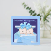 Cutest BOY TWINS BABY SHOWER  INVITATION (Standing Front)