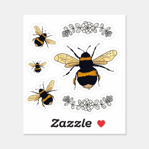 Cutest Bumblebees Drawing Sticker