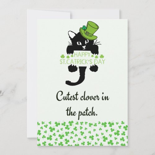 Cutest Cat Clover in the Patch Four Leaf Clover  Holiday Card