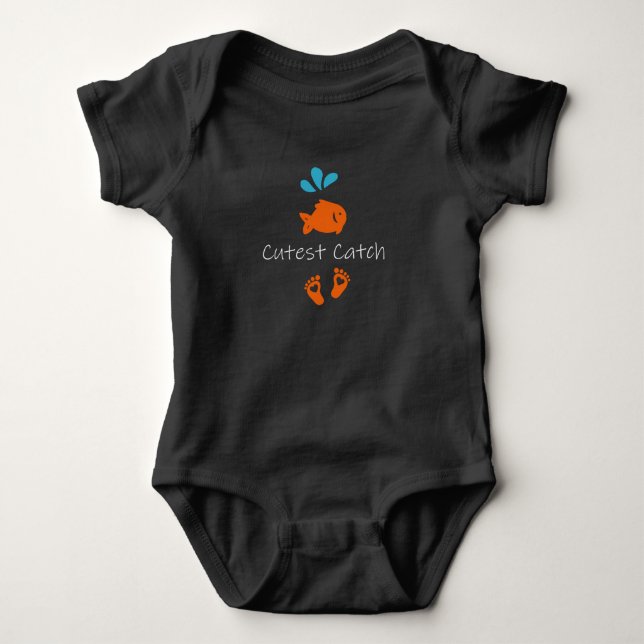 Cutest Catch,Fishing Baby   Funny Pregnancy, Baby  Bodysuit (Front)