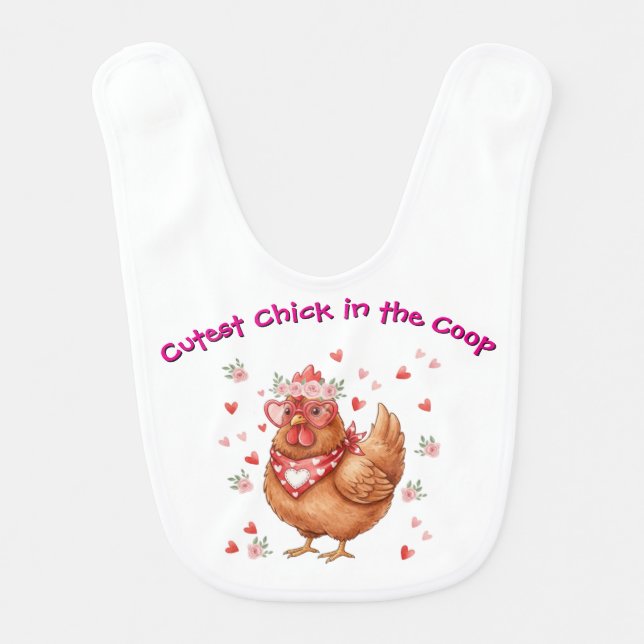 Cutest Chick in the Coop Brown Hen Baby Bib (Front)