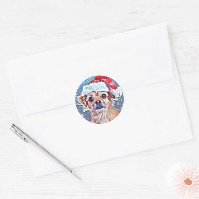Cutest Christmas doggie ever! Classic Round Sticker (Envelope)