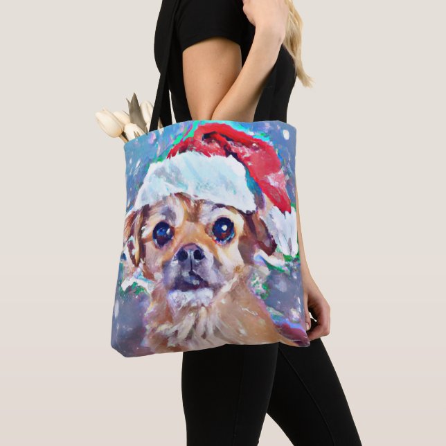 Cutest Christmas doggie ever! Tote Bag (Close Up)