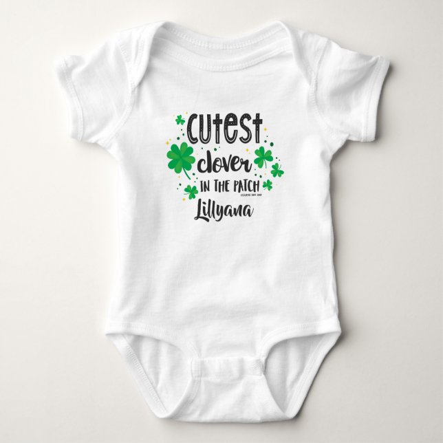 Cutest Clover in the Patch, Name ©GraphicLoveShop Baby Bodysuit (Front)