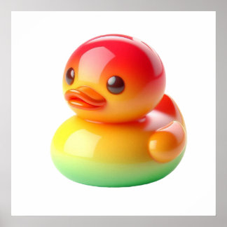 Cutest Colored Duck Toy Wall Art Poster – Adorable