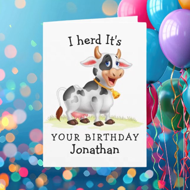 cutest cow birthday card ever (If you're planning a cow-themed birthday bash, this card is an absolute must-have. )