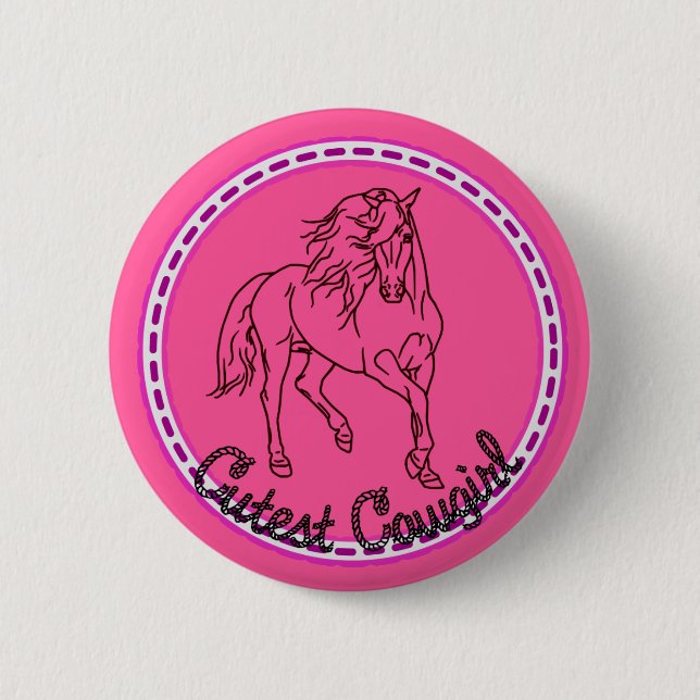 Cutest Cowgirl Pinback Button (Front)