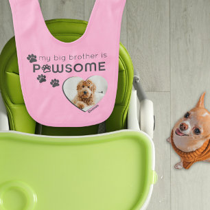 Cutest Dog Big Brother or Big Sister Custom Photo Baby Bib