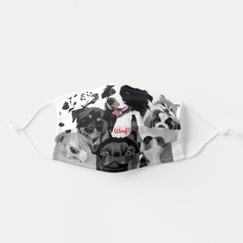 Cutest Dogs Black  White wFilter Insert Adult Cloth Face Mask