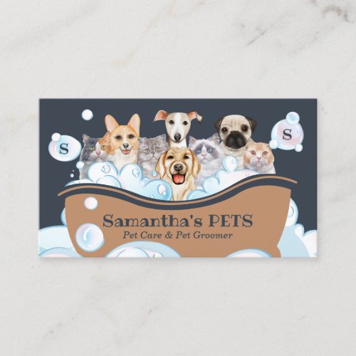 Cutest Dogs Cats Spa Sitter Groom PetCare Bathing Business Card
