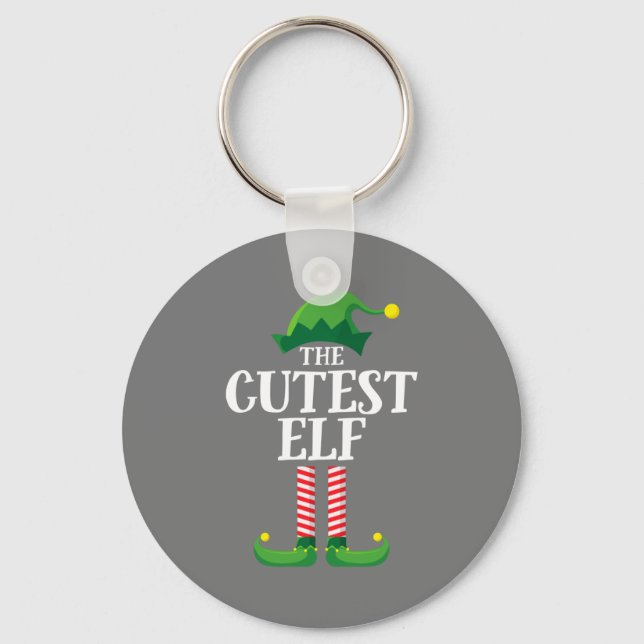 Cutest Elf Matching Family Group Christmas Party Keychain (Front)