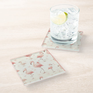 Cutest Flamingo Flock Glass Coaster