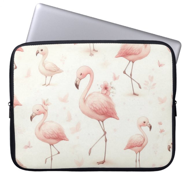 Cutest Flamingo Flock Laptop Sleeve (Front)