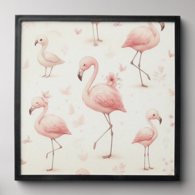 Cutest Flamingo Flock Peel And Stick Photo Tile (Front Set)