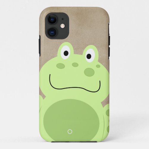 Cutest Green Frog Rustic Happy Smiling Froggy iPhone 11 Case