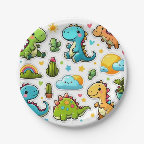 cutest happy dinosaurs  paper plates