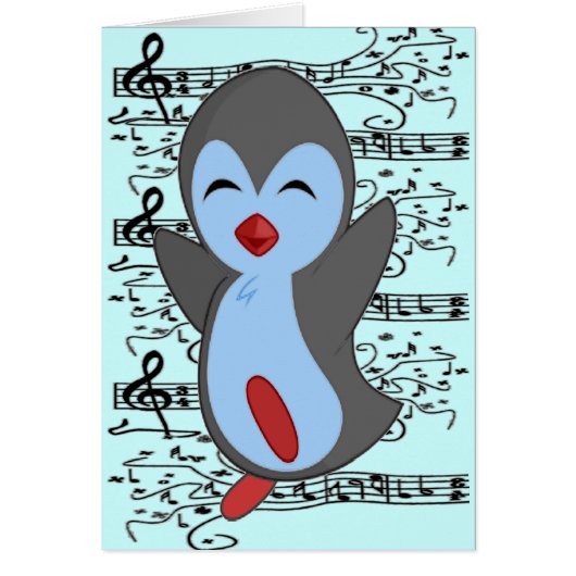 Cutest Happy Penguin Dancing to the music notes (Front)