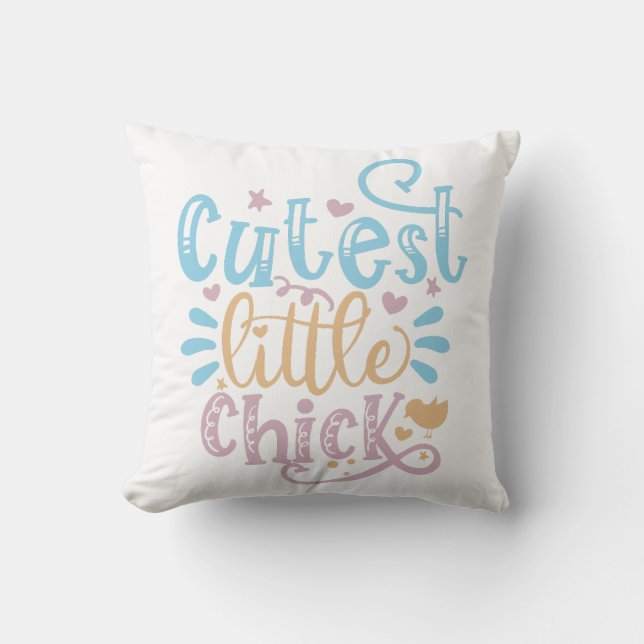 Cutest Little Chick Easter Throw Pillow (Front)