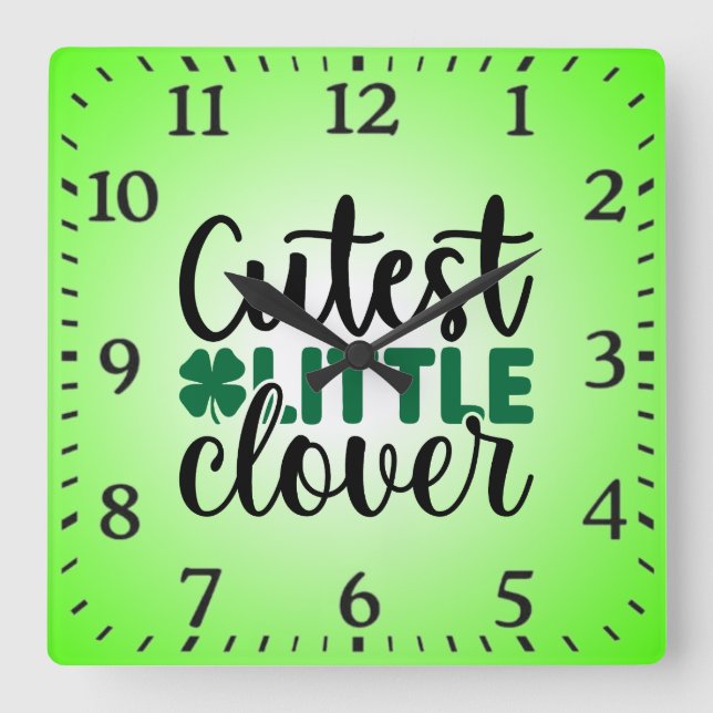 Cutest Little Clover Charm-61277 Square Wall Clock (Front)