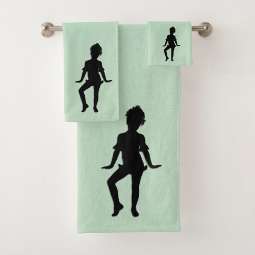 Cutest Little Dancer Green  Bath Towel Set