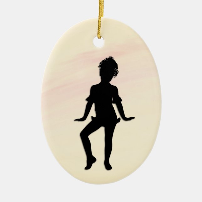 Cutest Little Dancer Mellow Yellow Ceramic Ornament (Front)