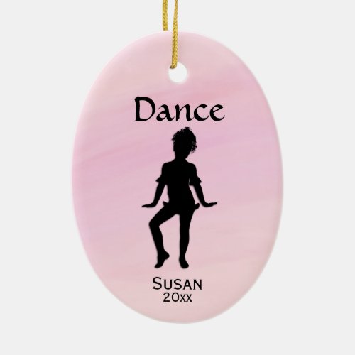 Cutest Little Dancer Name  Date Ceramic Ornament
