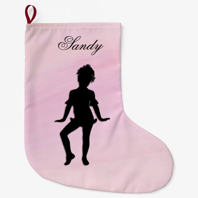 Cutest Little Dancer Name Large Christmas Stocking (Front)