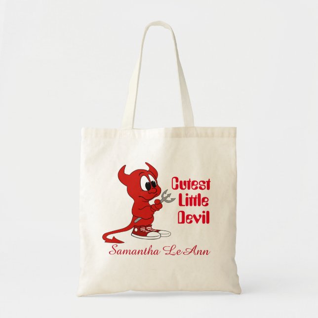 Cutest little Devil Halloween Trick Or Treat Candy Tote Bag (Front)