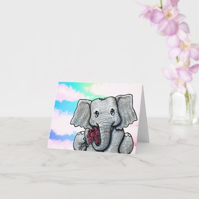 Cutest Little  Elephant Card (Orchid)
