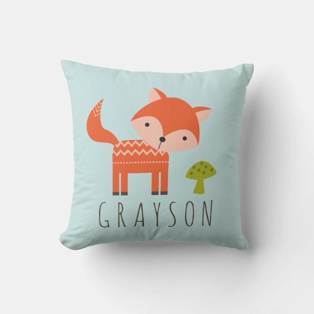 Cutest Little Fox Personalized Throw Pillow (Front)