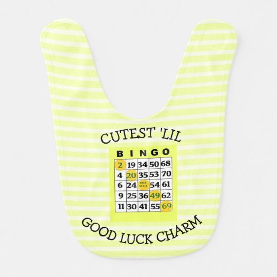 Cutest Little Good Luck Charm Blue BINGO card Bib