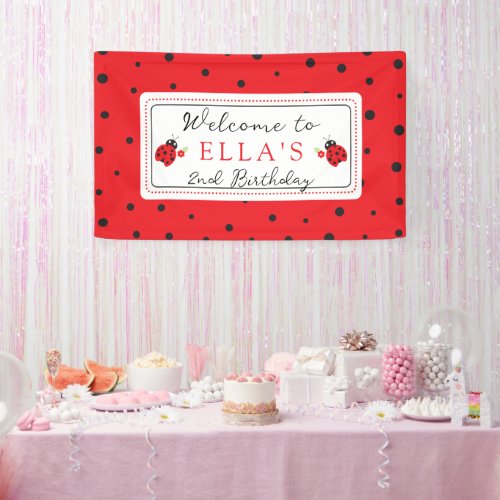 Cutest Little Ladybug Kids Birthday Party Banner