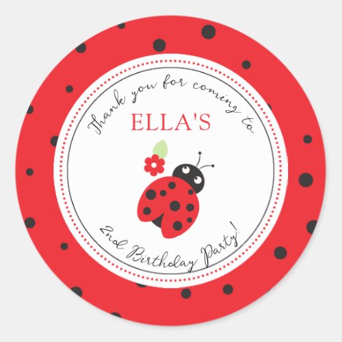 Cutest Little Ladybug Kids Birthday Party Classic Round Sticker