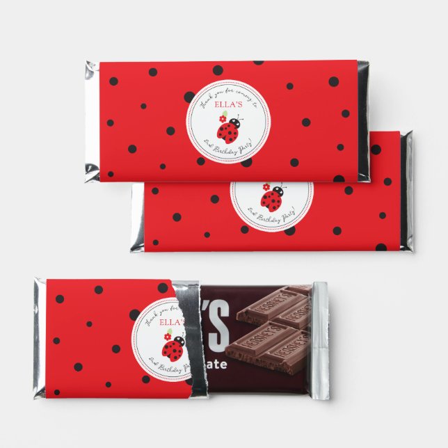 Cutest Little Ladybug Kids Birthday Party Hershey Bar Favors (Front)