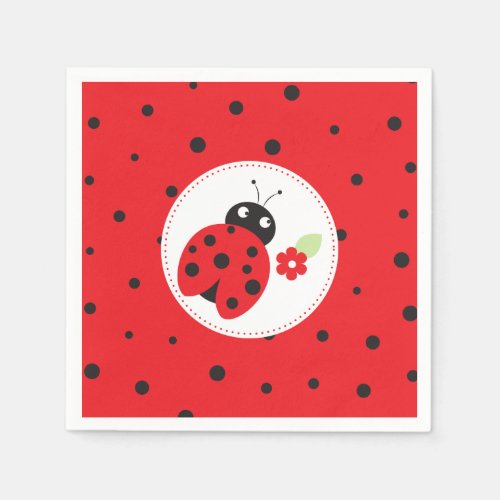 Cutest Little Ladybug Kids Birthday Party Napkins