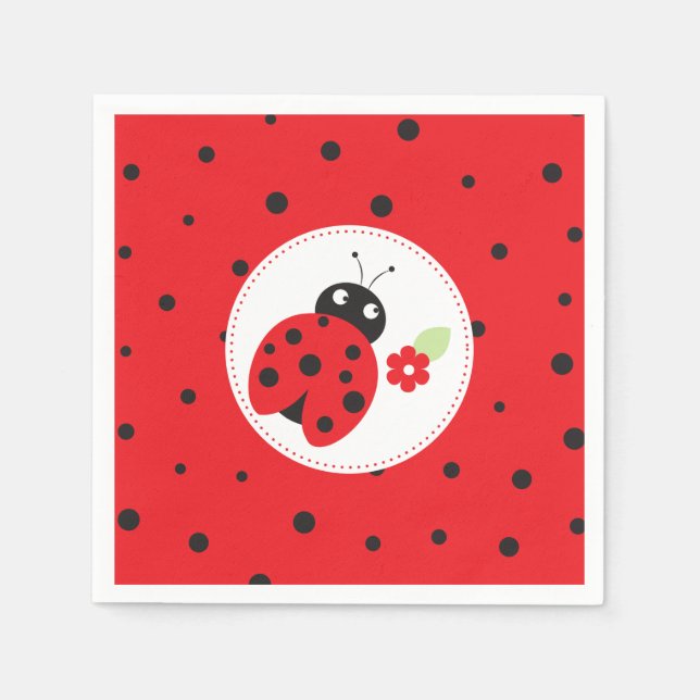 Cutest Little Ladybug Kids Birthday Party Napkins (Front)