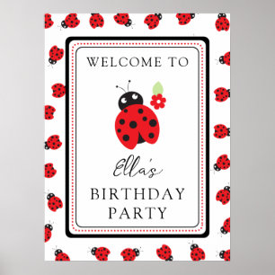 Cutest Little Ladybug Kids Birthday Party Poster
