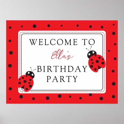 Cutest Little Ladybug Kids Birthday Party  Poster